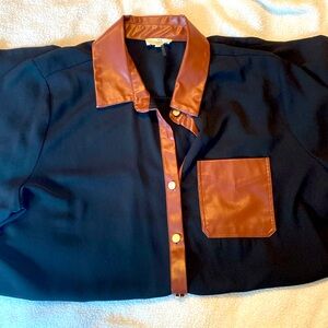 Entro Black and Faux Leather Brown Dress 2X